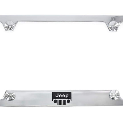 Jeep Logo Chrome Plated Metal Top Engraved License