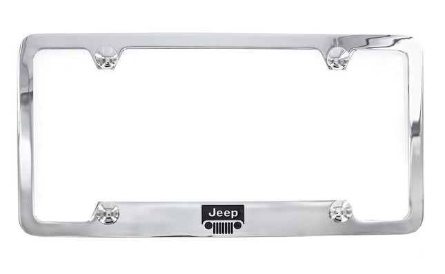 Jeep Logo Chrome Plated Metal Top Engraved License
