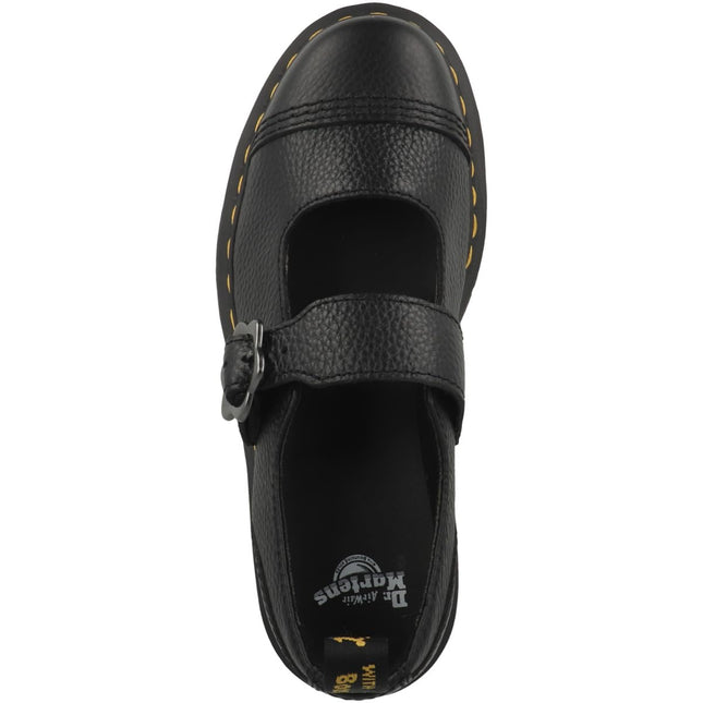 Dr. Martens Women's Addina Flower Mary Jane Flat, Black Milled Nappa, 8