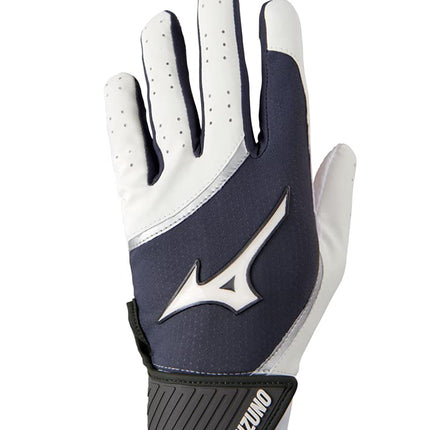 Mizuno MVP Youth Baseball Batting Glove, White-Grey, Small