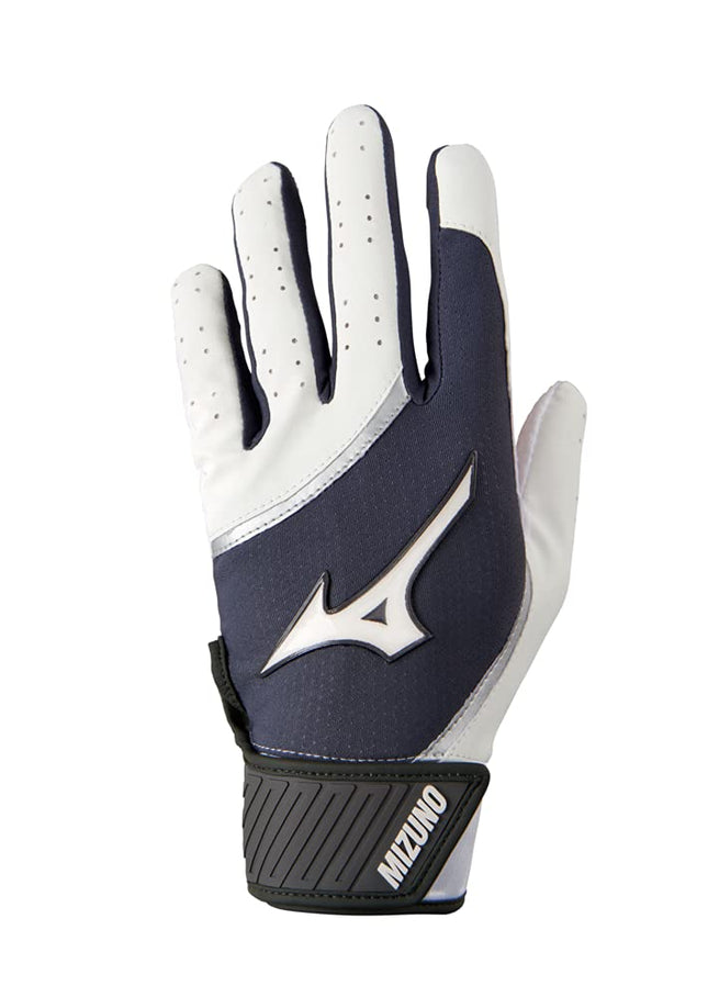 Mizuno MVP Youth Baseball Batting Glove, White-Gre