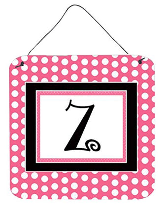 Caroline's Treasures Letter Z Initial with Pink/Black Polka Dots Wall or Door Hanging Prints, 6 x 6, Multicolor