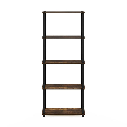 Furinno TURN-N-TUBE 5-Tier Tool-Free Corner Shelf, Amber Pine