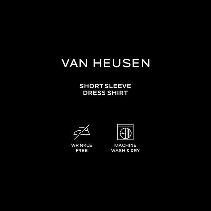Van Heusen Men's Short Sleeve Dress Shirt Regular Fit Poplin Solid, Persian Blue, 18.5" Neck