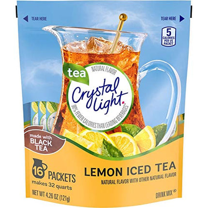 Crystal Light Ice Tea, Natural Lemon, 32 Count 2 Pack of 16ct,64 Quarts