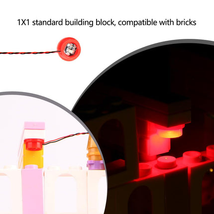TEDDOO 14PCS LED Lights 1X1 Circular Dot Compatible with Lego Building City Model Set Block Accessories Lighting Kit Toys(Red)