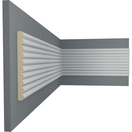 Ekena Millwork MLD04X00FT-CASE-4 Fluted (4-Pack) Panel Moulding, 4"H x 3/8"P x 94 1/2"L, Primed