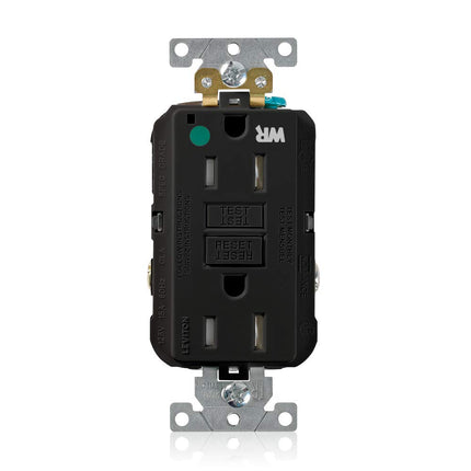Leviton GFWT1-HGE 15A-125V Extra-Heavy Duty Hospital Grade Tamper/Weather-Resistant Duplex Self-Test GFCI Receptacle, 15-Amp, Black