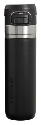 Stanley Quick Flip GO Water Bottle 24 OZ | Push Button Lid | Leakproof & Packable for Travel & Sports | Insulated Stainless Steel | BPA-Free | Black 2.0