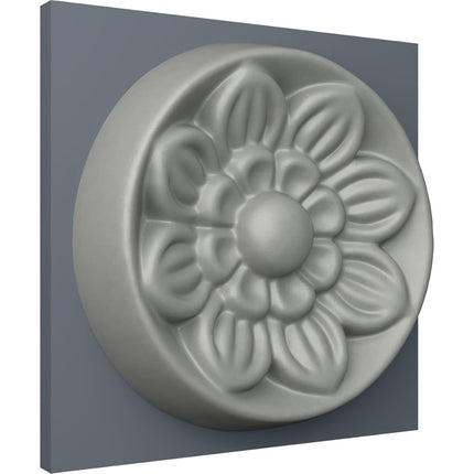 Ekena ROS04FL 3 7/8-Inch Outer Diameter Small Round Flower Rosette - Primed