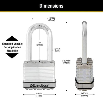 Master Lock M1XTRILHCCSEN, Triple Pack 1-3/4-Inch Wide Magnum Laminated Steel Padlock, 5/16-Inch Diameter, 2-Inch Shackle Clearance, 3-Pack, Silver, 3 Pack, Keyed-Alike