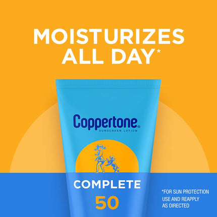 Lotion solaire Coppertone Complete FPS 50, légère, hydratante, résistante à l'eau, tube de 207 ml