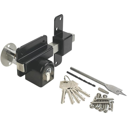 Gatemate 1490096 Euro P11 Long Throw Double Lock, Black/Stainless Steel, 70 mm