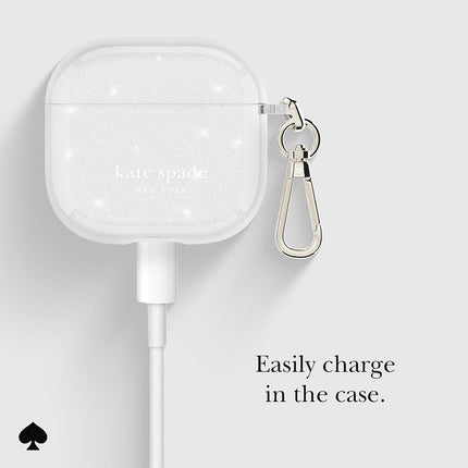 kate spade new york AirPods 4 Protective Case with Keychain Ring - That Sparkle Silver, Compatible with AirPods 4th Generation