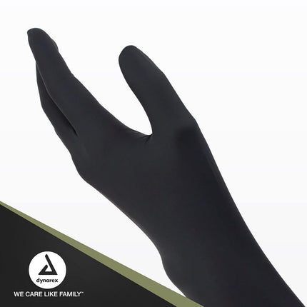 Dynarex 2322 Black Latex Exam Gloves, Powder-Free, Medium (Pack of 100)
