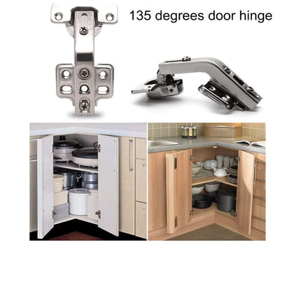 2pcs 135 Degree DTC Cabinet Hinge Folding Door Hinge,DTC Corner Cabinet Hinge Full Coverage Frame Hidden Corner Cabinet Hardware Grass Hinges