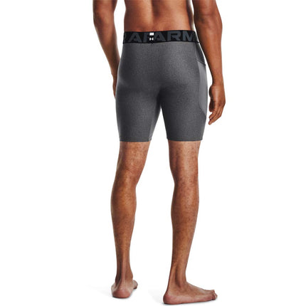 Under Armour Men's HeatGear Compression Shorts, Carbon Heather (090)/Black, 3XL Long