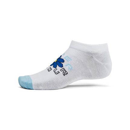 Under Armour Unisex Adult Essential No Show Socks (6 Pairs), (102) White / White / Black, Large