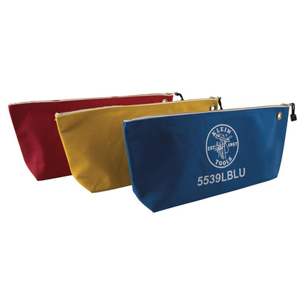 Canvas Tool Bag with Zipper, Assorted Colors 3 Pack Canvas Tool Pouch with Zipper, Coin Bag, Klein Tools 5539LCPAK