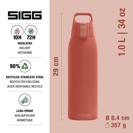 SIGG - Insulated Water Bottle - Shield Therm One - Suitable for Carbonated Beverages - Leakproof - Dishwasher Safe - BPA Free - 90% Recycled Stainless Steel - 0,5L / 0,75L / 1L