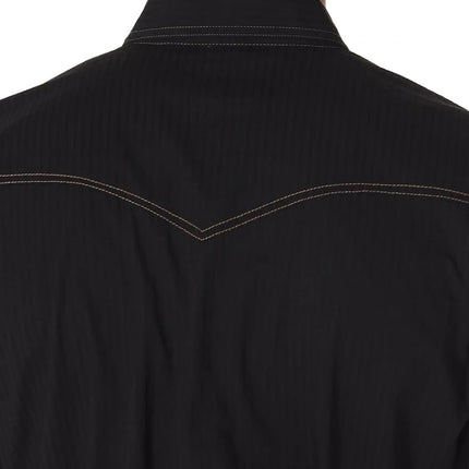 Wrangler Men's Retro Two Pocket Long Sleeve Snap Shirt, Black, 2X Tall