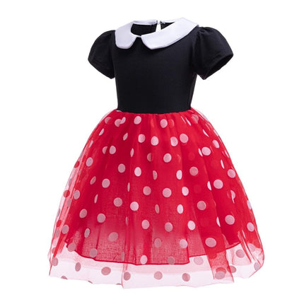 Dressy Daisy Baby Girls Polka Dots Fancy Dress Up Halloween Costume Birthday Party Outfit with Mouse Ears Headband Size 0-1, Red 426