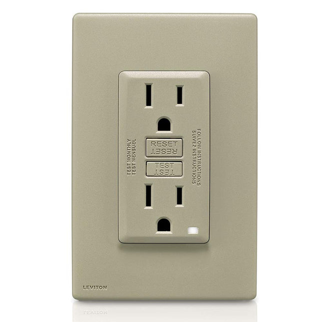 Leviton RGF15-WS Receptáculo GFCI de 15 A Renu con autocomprobación y protección contra manipulaciones en Wood Smoke