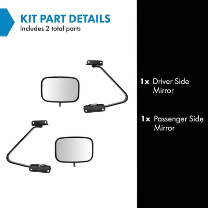 TRQ 2 Piece Driver and Passenger Side Mirror Assembly Set Manual Adjustment Non-Heated No Memory Black Compatible with 1987-1991 Ford F-150 FO1320101 FO1321101