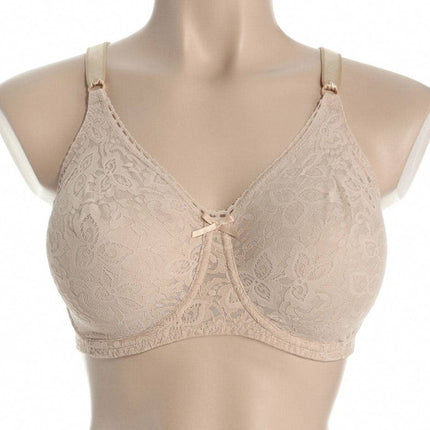 Bali Lace 'N Smooth Underwire Bra, Lace Bra with Stay-in-Place Straps, Full-Coverage Stretch-Lace Underwire Bra for Everyday, Nude, 38C