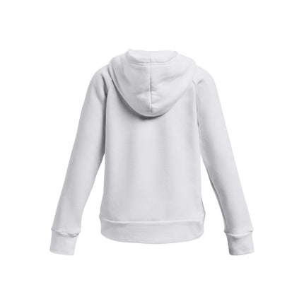 Under Armour Girls Rival Fleece Big Logo Hoodie, (100) White/Black, XS