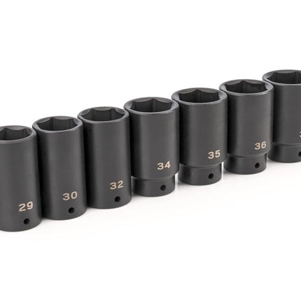 TEKTON 1/2 Inch Drive Deep 6-Point Axle Nut Impact Socket Set, 7-Piece (29-38 mm) | SID92003