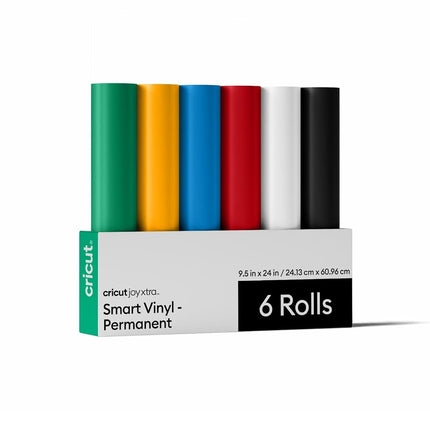 Cricut Smart Vinyl - Permanent, Sampler, 9.5 in x 24 in Bulk (6), for Decals, Journals, Labels, Scrapbook, Water Bottle