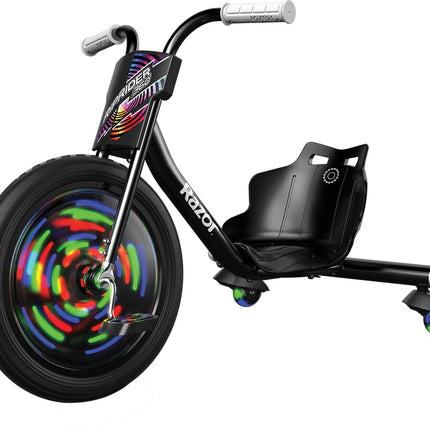 Razor RipRider 360 Lightshow – Trike with Rear Casters and with Motion-Activated Multi-Color Lights, 3 Wheeled Drifting Ride-On for Kids Ages 5 and Up