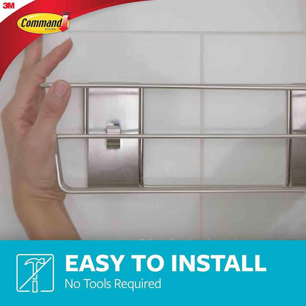 Command Shower Caddy with Water Resistant Command Strips, Satin Nickel, Easy to Open Packaging Bathroom Decor
