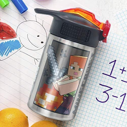 Zak Designs Sonic the Hedgehog Atlantic Kids Water Bottle For School or Travel, 16oz Durable Plastic Water Bottle With Straw, Handle, and Leak-Proof Spout Cover, 2-Pack (Sonic, Knuckles, Tails, Amy)