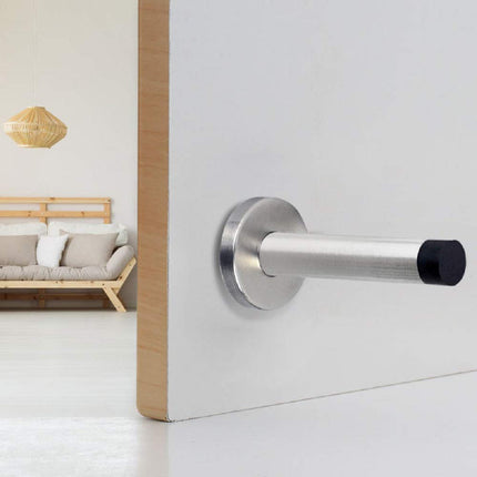 Long Doorstops, 10 Inch Stainless Steel Stopper with Mute Rubber Tip, Anti-Collision Resistance Catch Holder, Floor Wall Protector for Home Office - 1 Pack Silver