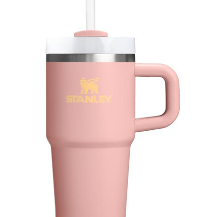 Vaso STANLEY Quencher H2.0 con asa y pajita de 591 ml | Tapa Flowstate de 3 posiciones | Compatible con portavasos para viajes | Vaso aislado de acero inoxidable | Sin BPA | Melocotón Rosa