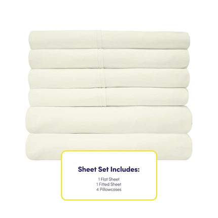 Sweet Home Collection Queen Sheets Ivory - 6 Piece 1500 Supreme Collection Fine Brushed Microfiber Deep Pocket Queen Sheet Set Bedding - 2 Extra Pillow Cases, Great Value
