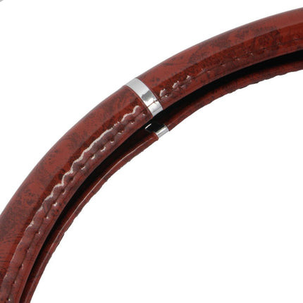 BDK SW-238-WD Woodgrain Dark Wood Car Steering Wheel Cover-Luxury Design, Full Wood Standard Size (14.5 to 15.5-Inch)