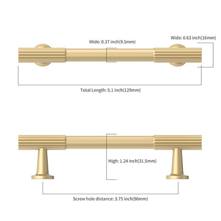Asidrama 10 Pack 3.75 Inch(96mm) Brushed Gold Cabinet Handles, Kitchen Cabinet Hardware for Cupboard Drawer Pulls