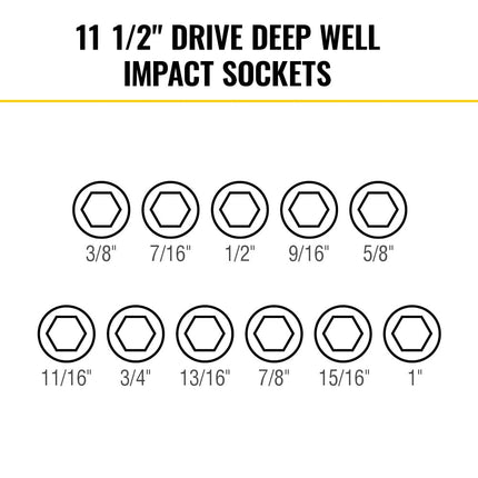 Klein Tools 65111IMPCT KNECT Deep-Well Impact Socket Set, 1/2-Inch Drive, SAE, Color Coded, MODbox Case, Impact Adapter and Extension, 14-Piece