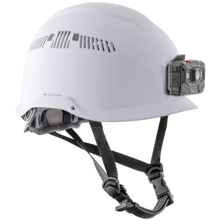Klein Tools (KLEBE) Klein Tools 60150 Safety Helmet, White Vented Hard Hat with Rechargeable Headlamp,Tested to Tough Industrial Hard Hat Safety Standards