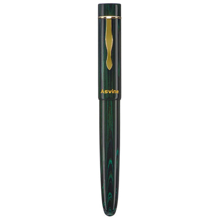 Asvine C2000 Germany Cumberland Ebonite Fountain Pen #8 Fine Nib, Large Handcraft Pen with Converter Pen Box Collection Set- Green