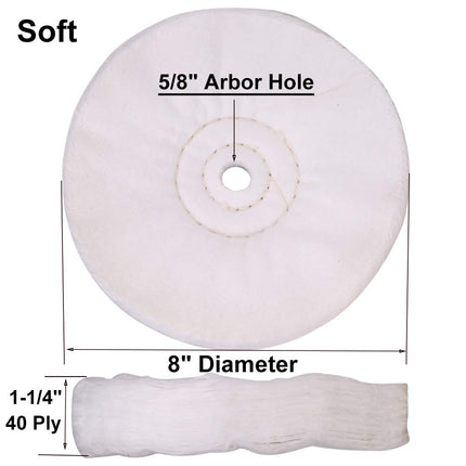 SCOTTCHEN Buffing polishing Wheels Soft Flannel 8 inch (60 Ply) for Bench Grinder Buffer with 5/8" Arbor Hole - 2 Pack
