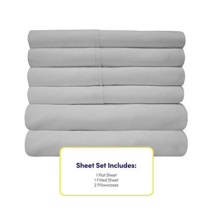 Sweet Home Collection Quality Deep Pocket Bed Sheet Set-2 Extra Pillow Cases, Value, Twin XL, Silver, 4 Piece