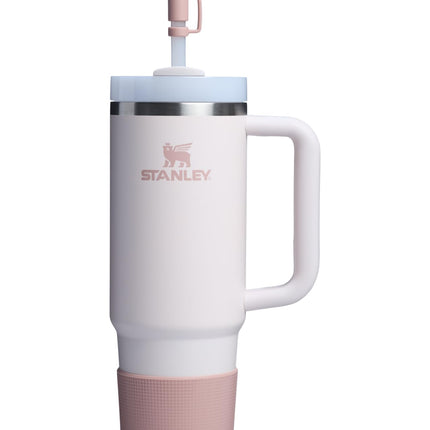 STANLEY Cubrebotas y Tapa de Pajita Quencher | Protector de Silicona Antideslizante para Vasos de 20 y 30 oz con Asa | Set de Accesorios para Vasos de Acero Inoxidable | Rosa Polvo