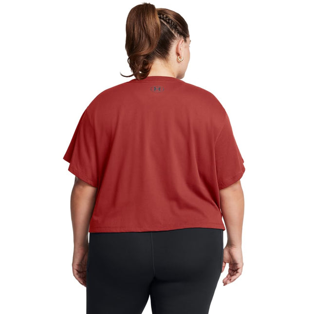 Camiseta de manga corta Under Armour Boxy Crop Logo para mujer, (840) Earthen Orange / / Black, 3XL