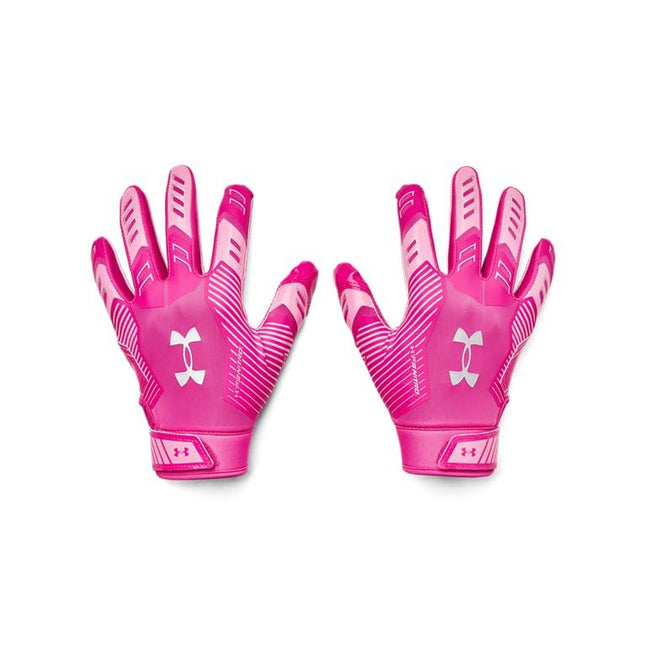 Under Armour Boys F9 Nitro Football Gloves, (652) Rebel Pink/Fluo Pink/Metallic Silver, Small