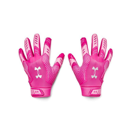 Under Armour Boys F9 Nitro Football Gloves, (652) Rebel Pink/Fluo Pink/Metallic Silver, Large