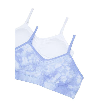 Maidenform Fille Soutien-Gorge Courte sans Coutures Froncée avec Bande en Dentelle, Tie-dye Serenity/Blanc, 3X-Large